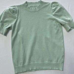 Cider Mint Green Puff Sleeve Sweater